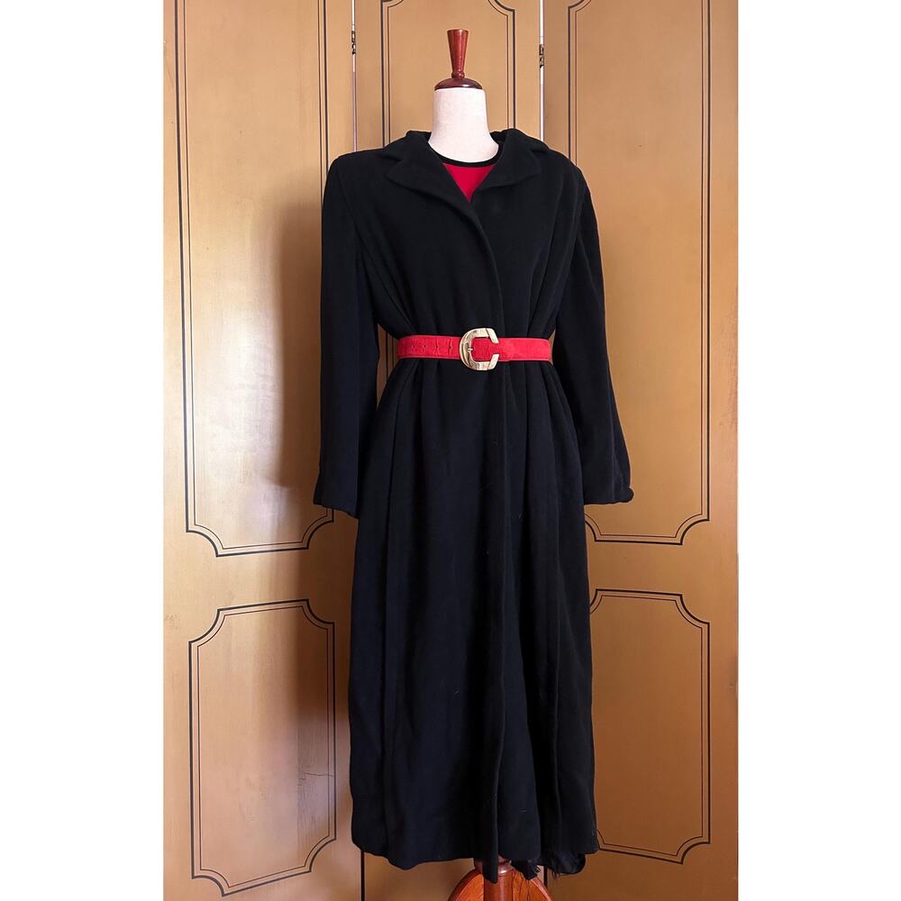 Vintage cashmere coat in black by Regency, size 14